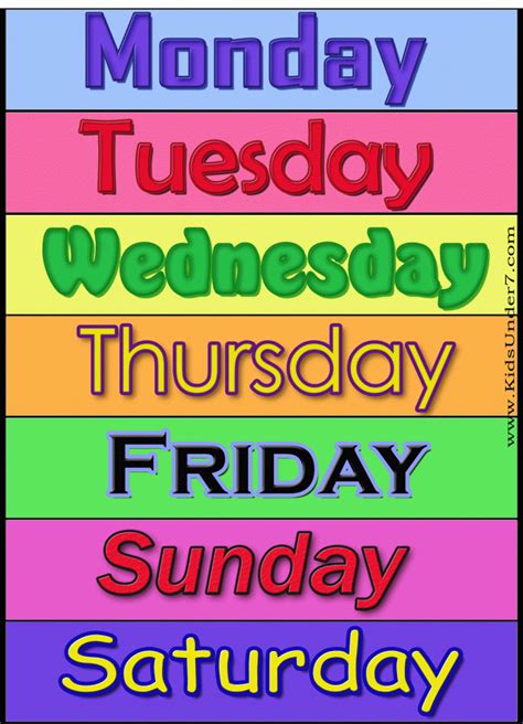 Printable Days Of The Week For Kids
