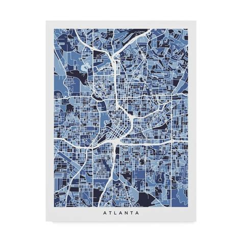Trademark Fine Art Atlanta Georgia City Map Blue Canvas Art By
