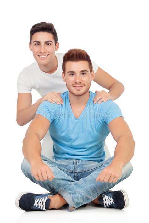 Portrait Of Two Brothers Sitting Stock Image Image Of Closeup Back
