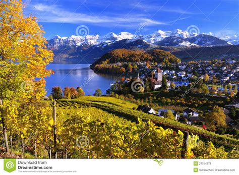 Beautiful Autumn Landscape In Switzerland Stock Photo