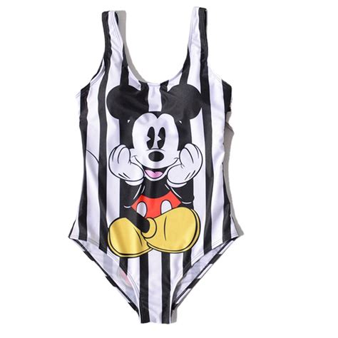 Disney Sexy Mickey Mouse One Piece Swimsuit Push Up Swimwear Women