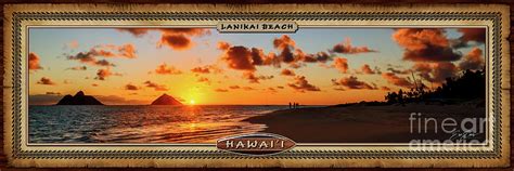 Lanikai Beach Orange Sunrise Hawaiian Style Panoramic Photograph