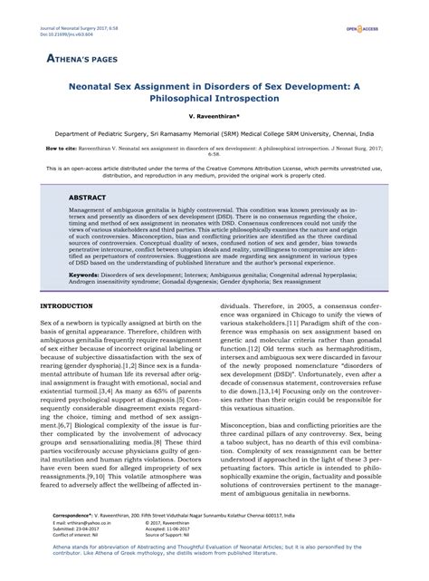 Pdf Neonatal Sex Assignment In Disorders Of Sex Development A Hot Sex