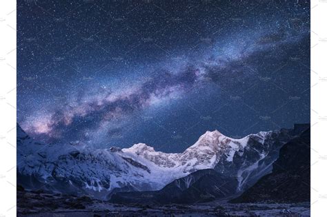 Milky Way And Mountains In Nepal Stock Photo Containing Milky Way And