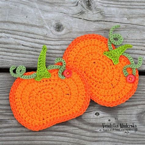Crochet Pattern Crochet Pumpkin Coaster By Vendulkam Diy Etsy