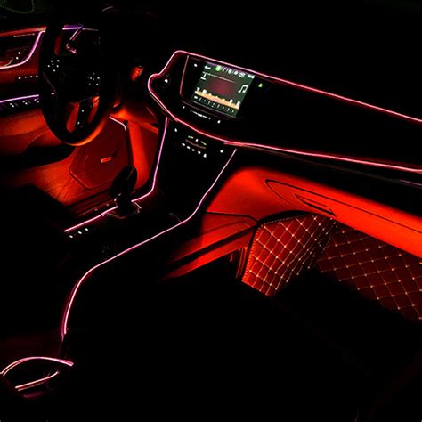 2m Red Led Car Interior Decor Atmosphere Wire Strip Light Lamp Car