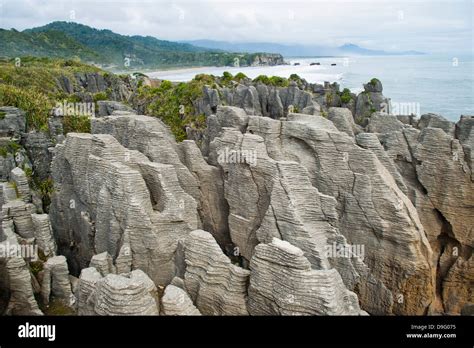 Pancake Rocks Punakaiki West Coast South Island New Zealand Stock