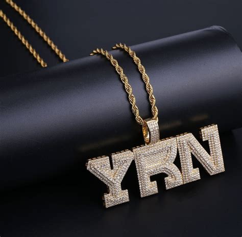 Mens Hip Hop Custom Name Letters Pendant Necklace Bling Gold Silver