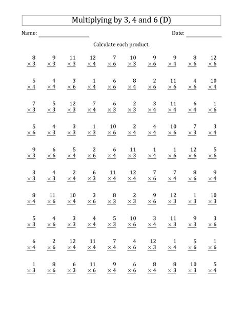 Free Printable Math Worksheets Multiplication Facts