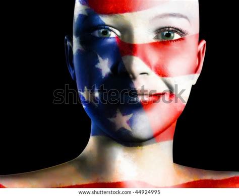 American Flag Face Painting Vibrant Colors Stock Illustration 44924995