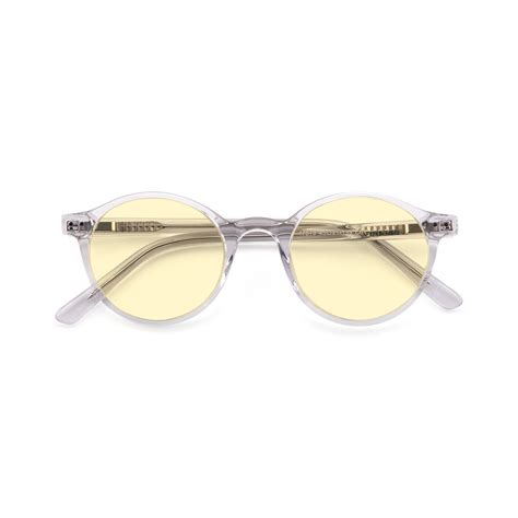 clear narrow acetate round tinted sunglasses with light yellow sunwear lenses 17519 tinted
