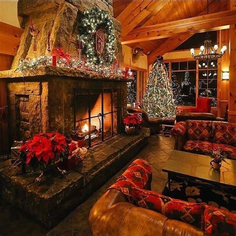 Cabin Life Log Cabin Christmas Christmas Fireplace Cozy Christmas