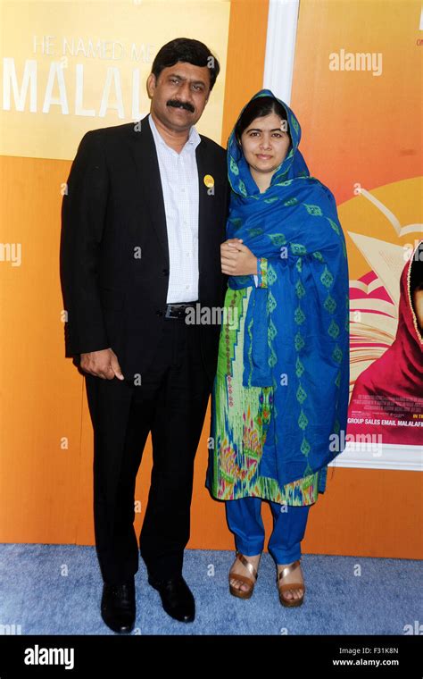 New York City 24th Sep 2015 Malala Yousafzai And Her Father Ziauddin