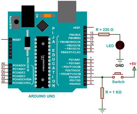 Blink Led Using Switch With Arduino Pija Education