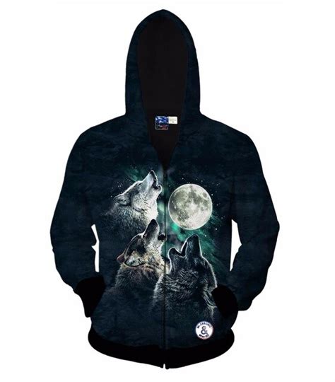 Lovely Jacket For Menwomen 3d Sweatshirt Print 3 Wolf Howl To The Moon