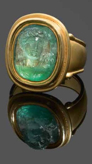 A Gold And Emerald Cameo Ring Emerald Cameos Are Extremely Rare Due To