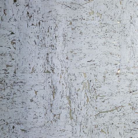 Wm180401 White Gold Lines Metallic Natural Real Cork Wallpaper