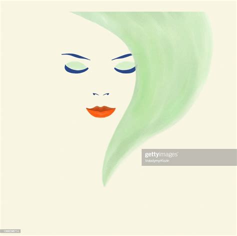 Illustrative Portrait Of A Girl With Long Straight Hair High Res Vector