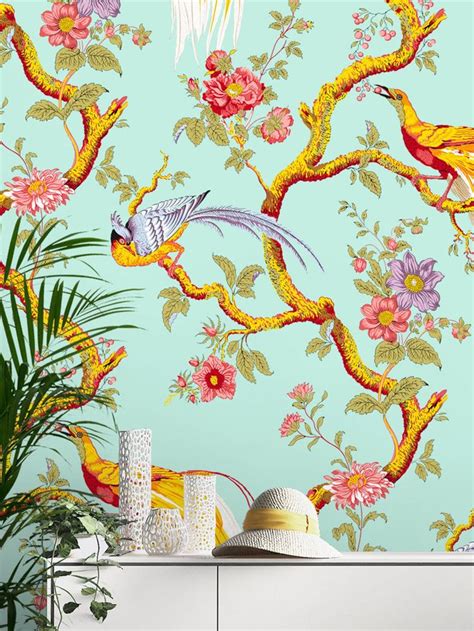 Seamless Chinoiserie Repeated Pattern Wallpaper Removable Etsy
