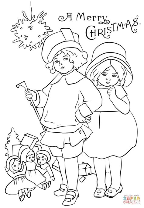 Victorian Christmas Card Coloring Page Free Printable Coloring Pages