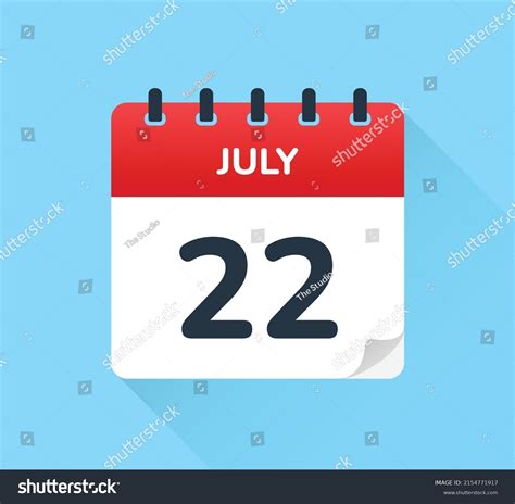 July 22 Calendar Icon Calendar Design Stock Vector Royalty Free