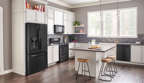 White cabinets make a stereotypically small manhattan cook space feel light and bright like a modern farmhouse kitchen white kitchen shaker cabinets white. LG Matte Black Stainless Steel: Embrace the Dark Side | LG ...
