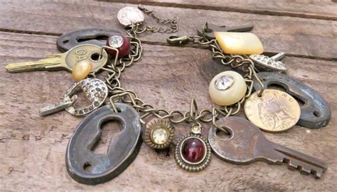 Upcycled Jewelry Recycled Vintage Treasures Charm Bracelet