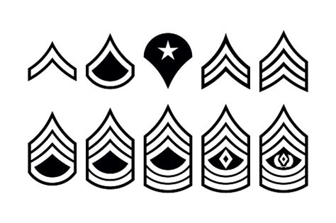 Military Ranks Stripes And Chevrons Vector Set Army Insignia Stock