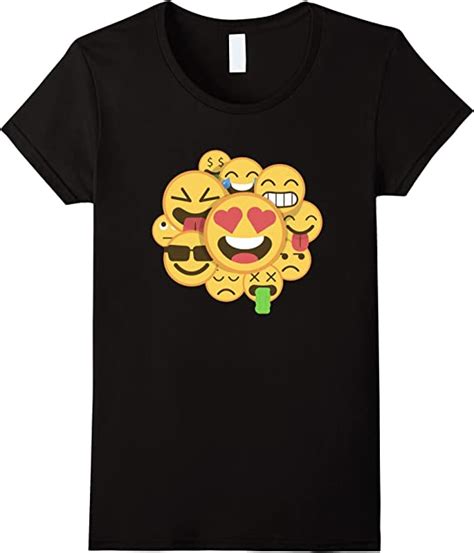 Womens Emoji Squad T Shirt Emoticon Smily Face Tshirt Small Black Amazonca Clothing Shoes