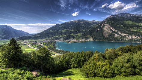 Photo Switzerland Lake Walensee Nature Mountain Landscape 1920x1080