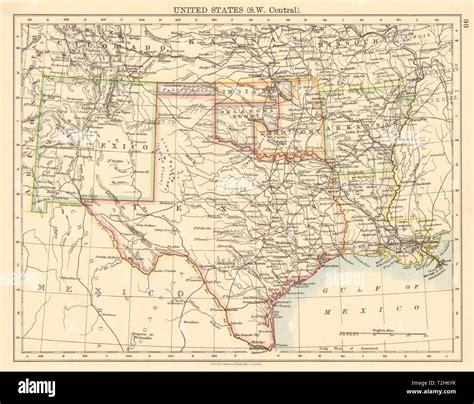 Usa South Central Texas Oklahoma And Indian Territory And Public Lands 1892