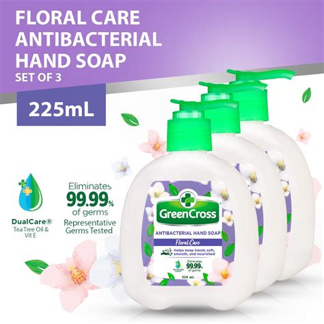 Green Cross Floral Care Antibacterial Hand Soap 225ml Pump Set Of 3