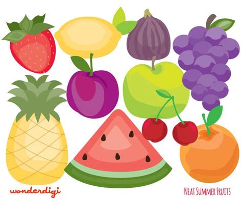 Fruits Clip Art Summer Fruit Icons Set Teacher Clip Art