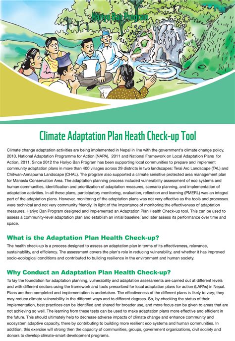 Climate Adaptation Plan Health Check Up Tool Wwf