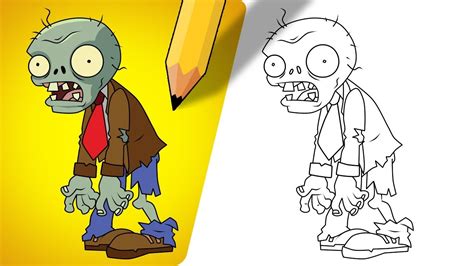 How To Draw A Zombie From Plants Vs Zombies Youtube