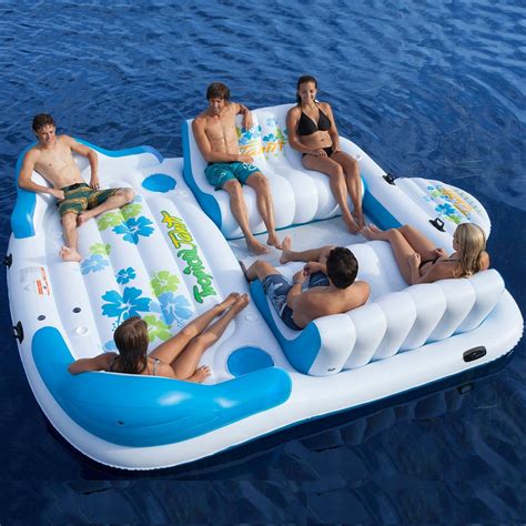 Tropical Tahiti Floating Island 6 Person Inflatable Pool Floats Inflatable Floating Island