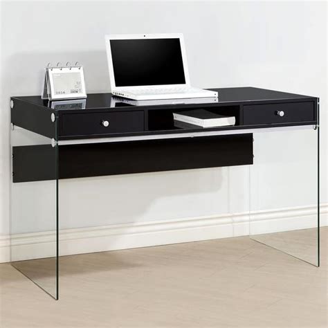 Contemporary Modern Style Glass Home Office Glossy Black