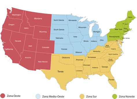 Mapa De Usa Y Sus Estados