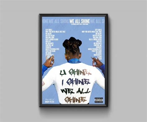 Ynw Melly We All Shine Album Cover In Blue Poster Canvas Wall Art