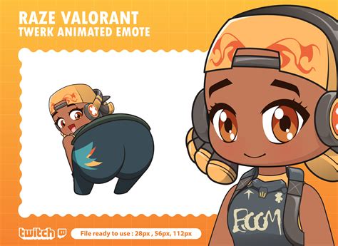 Raze Valorant Twerk Animated Emote for Discord / Booty Emote / Discord