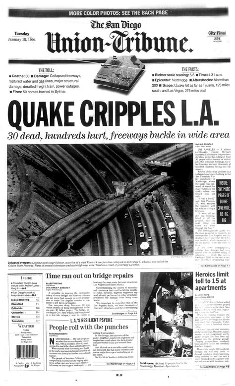 January 18, 1994: Northridge Earthquake - The San Diego Union-Tribune