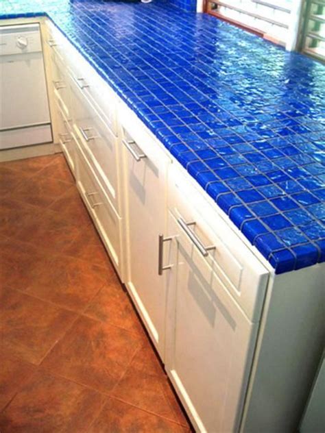 Cobalt Blue Tile Kitchen Countertop