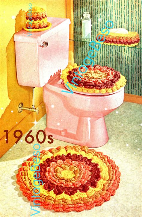 As you can see from the pictures below, the design and the colors used in the crochet owls are so beautiful, which can really make your bathroom very special. 4 Crochet PATTERNs Gay Petal Bathroom Set Toilet Mat ...