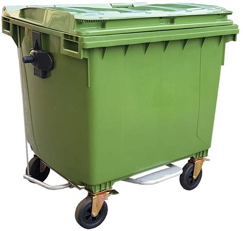 1100 Litres 4 Wheels Mobile Garbage Waste Bin Cw Step On Pedal