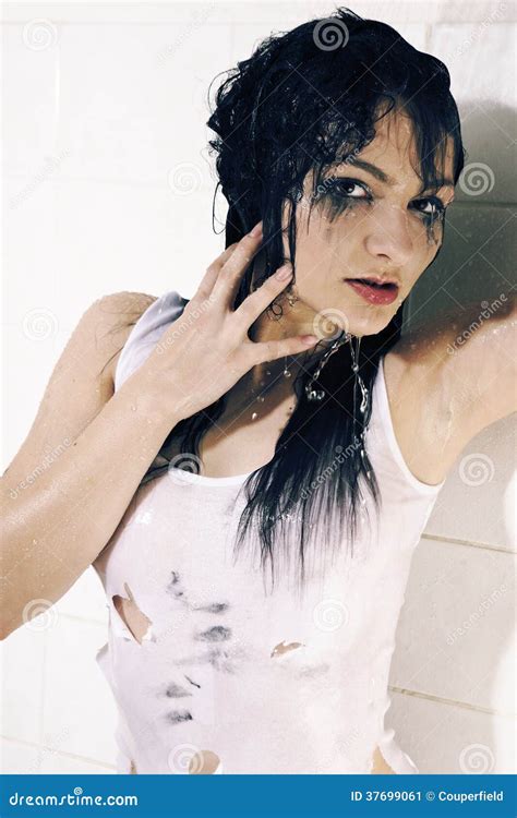 pretty emo girl in bathroom stock image image 37699061
