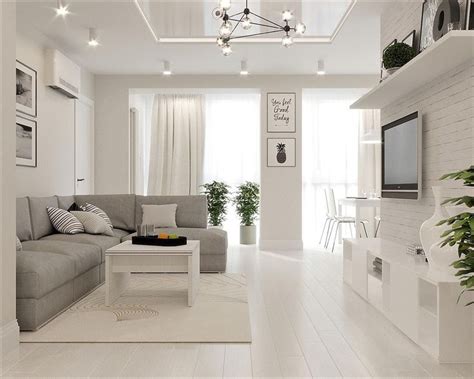 White And Grey Interior Design In The Modern Minimalist Style White