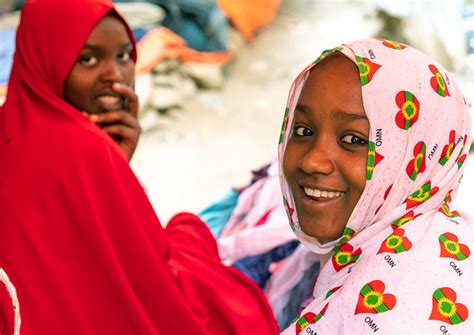 Smiling Muslim Ethiopian Girls Harari Region Harar Ethiopia A