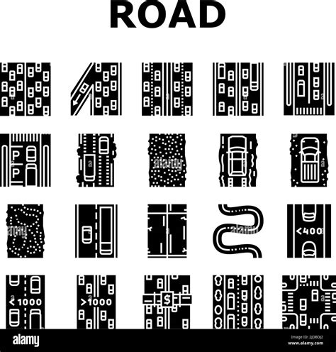 Road Urban And Country Highway Icons Set Vector Stock Vector Image