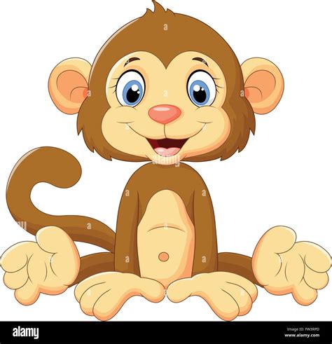 Cartoon Cute Monkey Sitting Stock Vector Image And Art Alamy