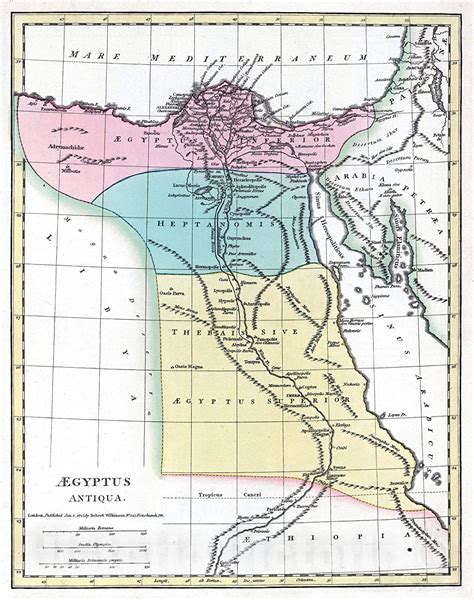 Historic Wall Map Egypt 1819 Aegyptus Antiqua Egypt